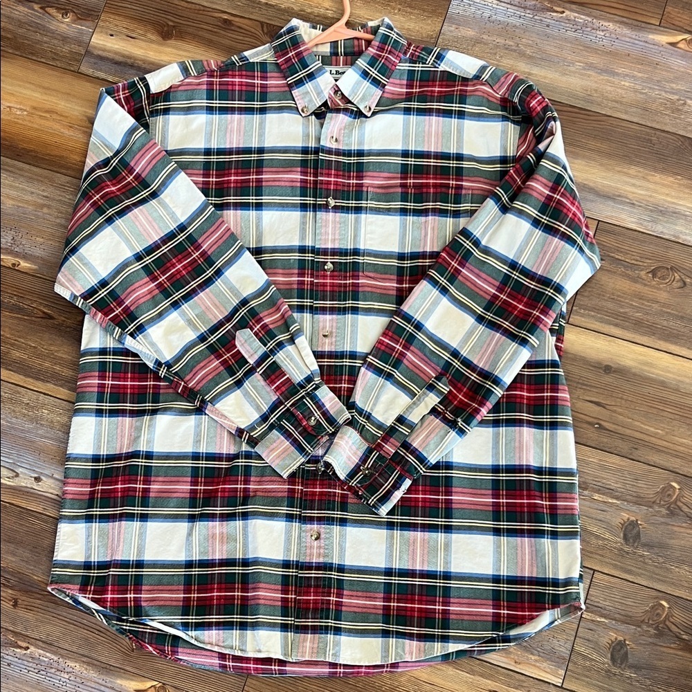 L.L. Bean Lightweight Multicolor Plaid Button Down Casual Shirt XL Tall